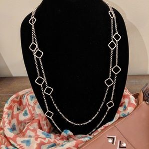 Sophisticated rose gold finish long necklace